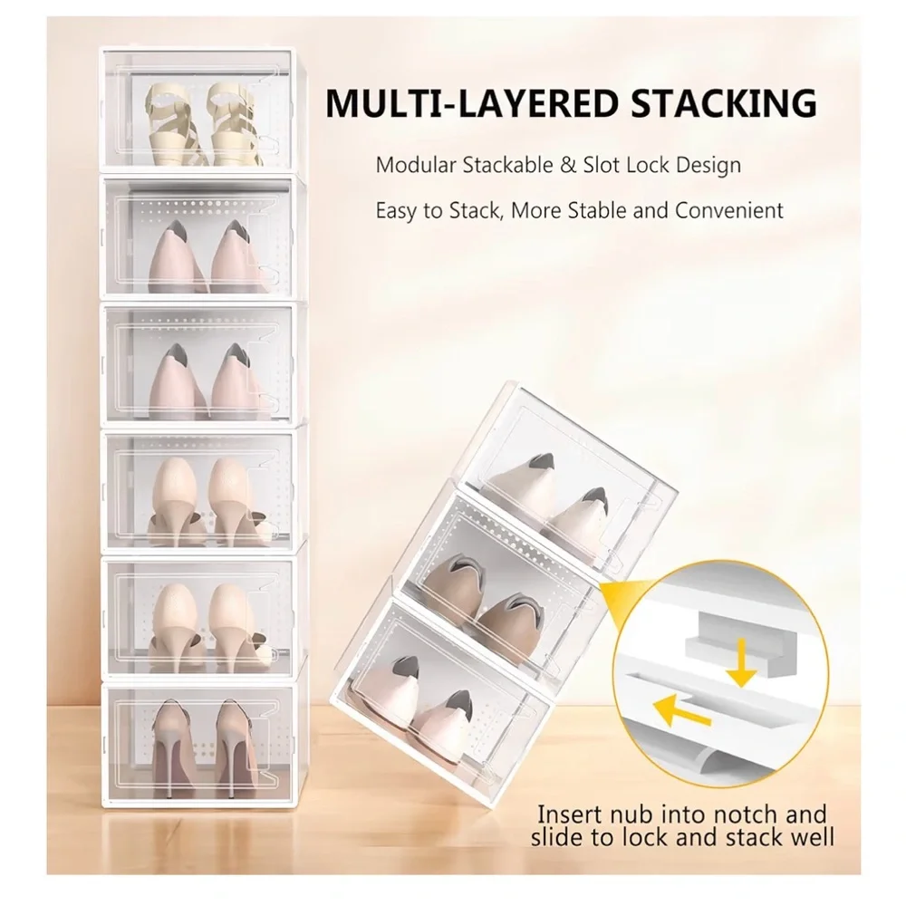 Clear Stackable Shoe Storage Boxes - Set 2 - Picture 1 of 5